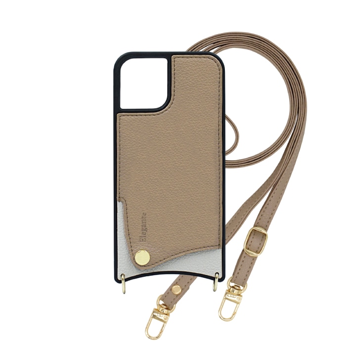 茶色のiPhone対応スマホショルダーケース