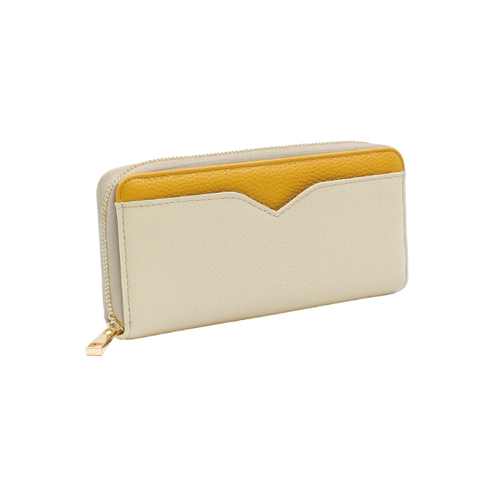 黄色と白色のバイカラー長財布