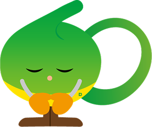 「建設安全衛生キャラクター ワピーちゃん」がお辞儀をしているイラスト