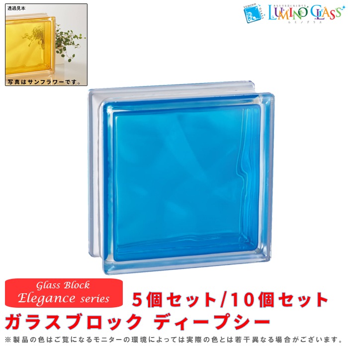 【メーカー在庫品】ガラスブロック エレガンスシリーズ ディープシー 5個セット／10個セット