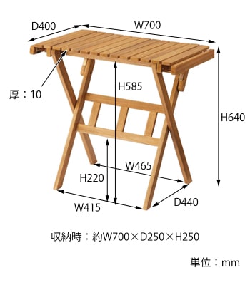 ハイテーブルS　サイズ