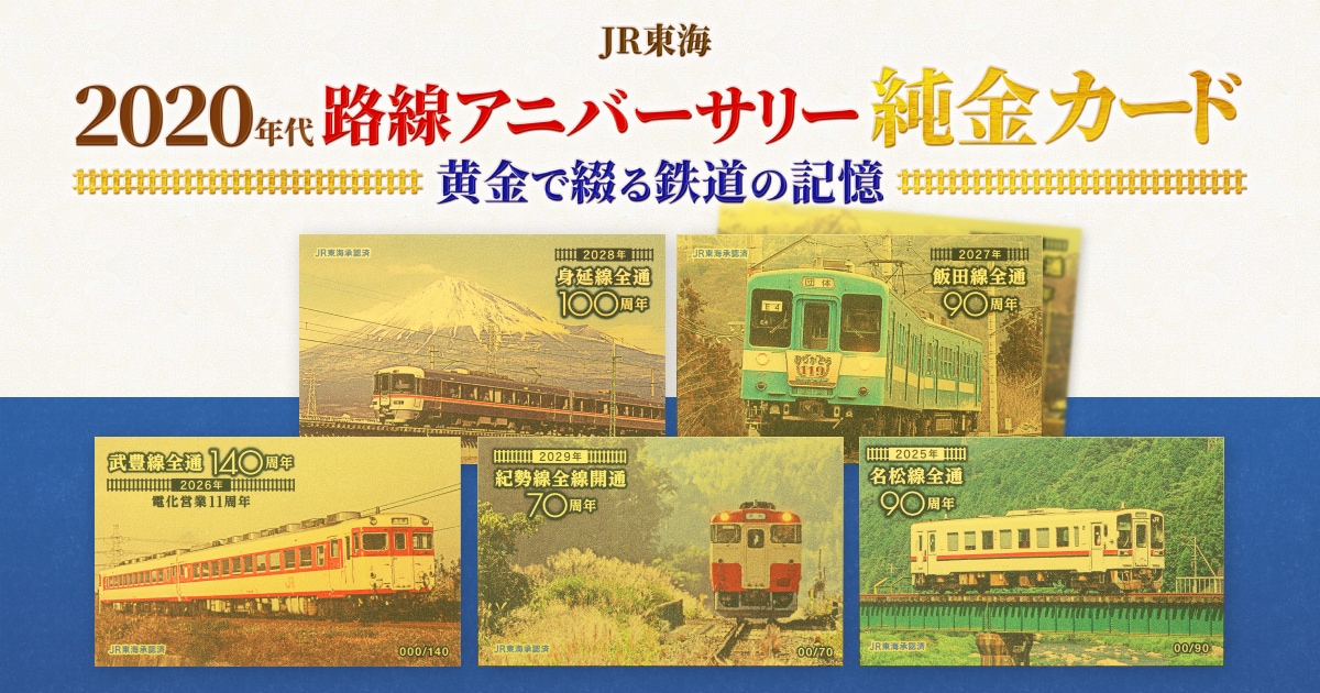 JR東海 2020年代路線アニバーサリー純金カード ～黄金で綴る鉄道の記憶～