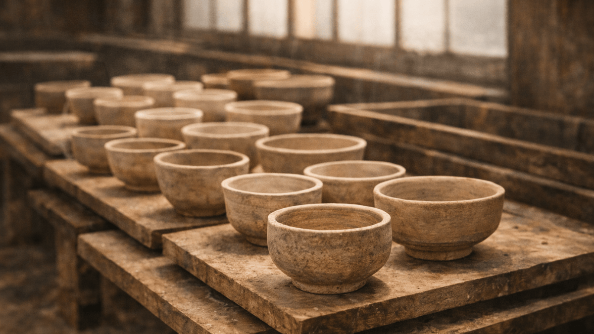 drying pottery