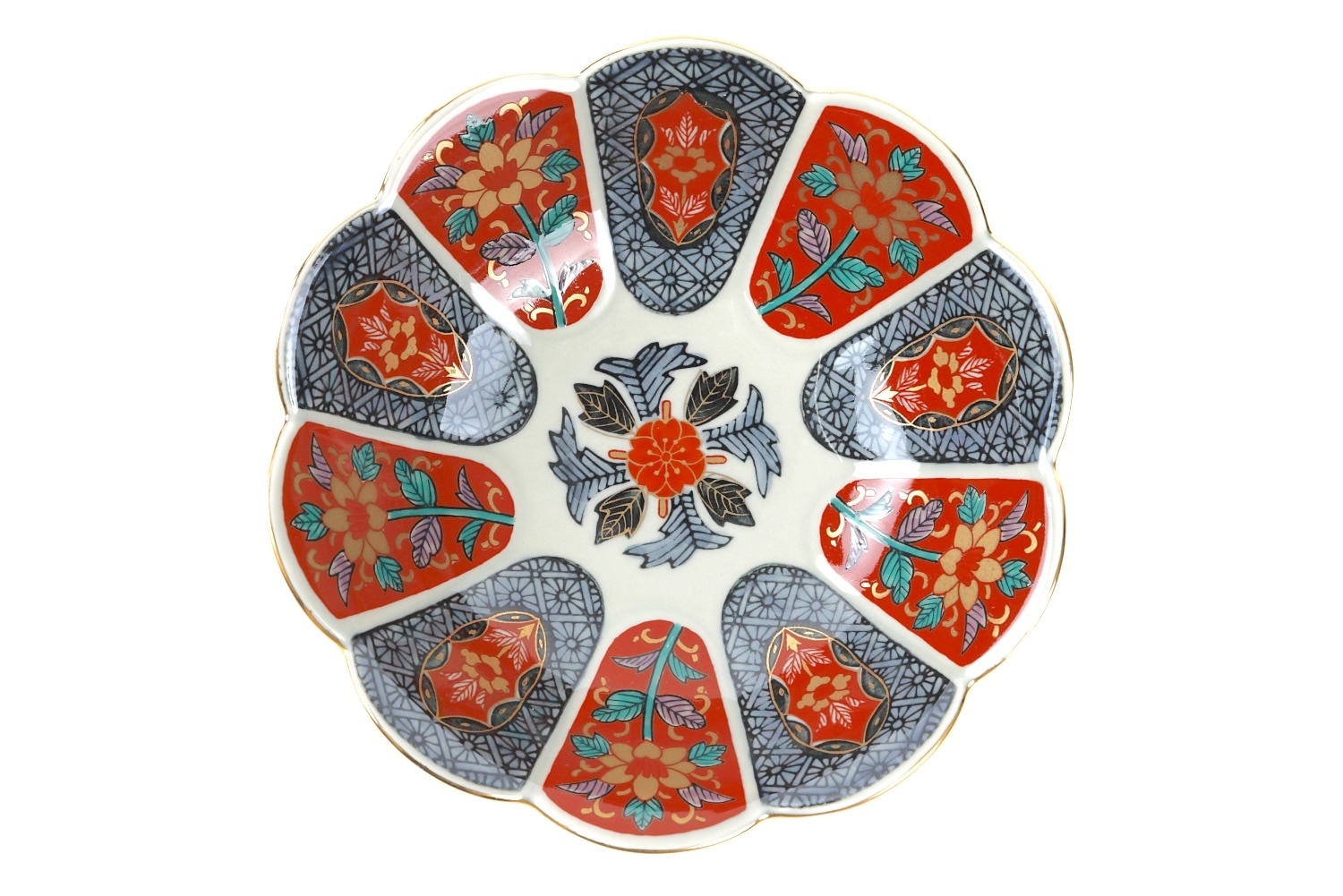 新品2客 林九郎窯 十方割花地紋小鉢 古伊万里様式 林