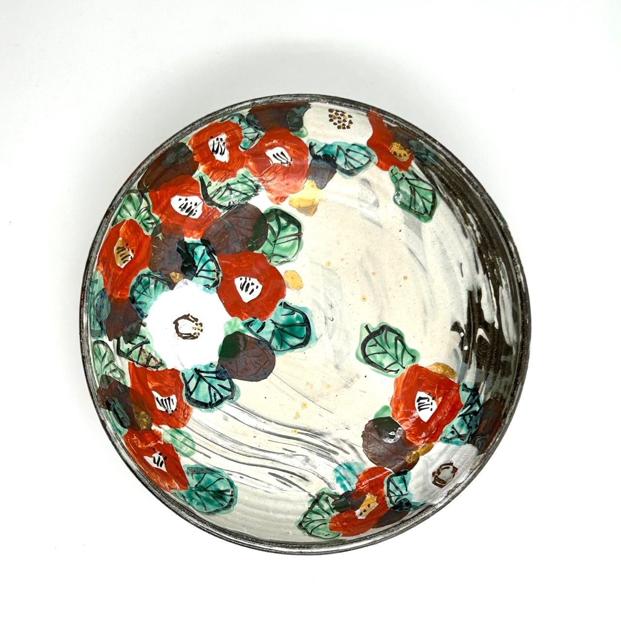 未使用品　美濃焼　和田一人作　赤絵大鉢＊大皿　一尺二寸 美濃焼作家：和田一人の紅白シリーズの魅力