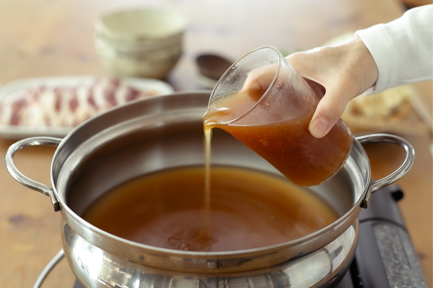 北海道 合鴨 鴨鍋たれでだし汁づくり