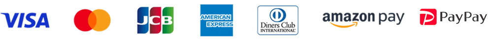 VISA、master、JBC、AMEX、Diners、amazonpay paypay のロゴ画像