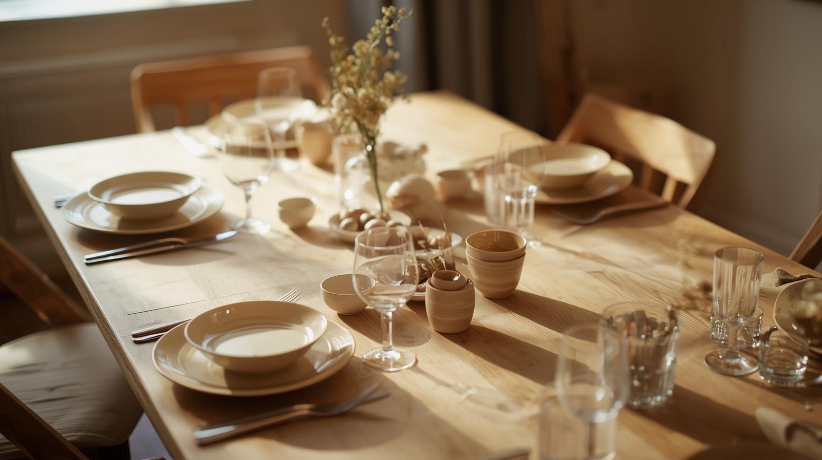 食器やテーブル周りを拭き取る衛生管理イメージ