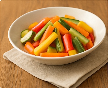 野菜を漬け込むマリネの工程