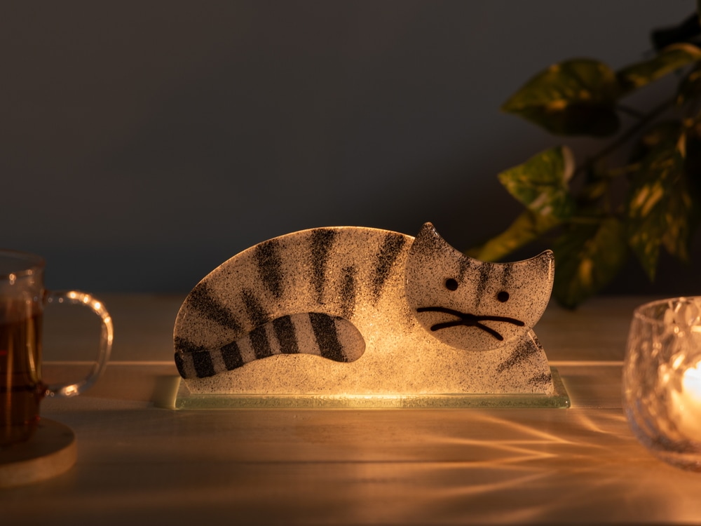 のんびり猫のキャンドルホルダー 「ねころび」 | 北一硝子 まごころお