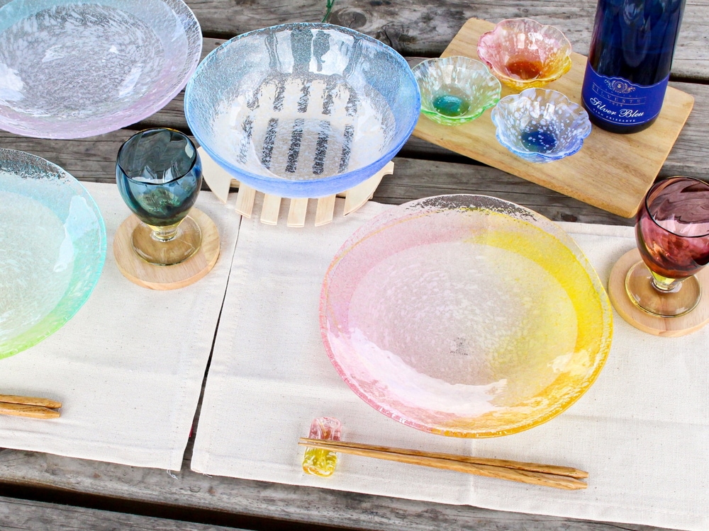 北一硝子のヴィンテージ飾り大皿（新風彩 銘々皿）約36cm 北一硝子のヴィンテージ飾り大皿（新風彩 銘々皿）約36cm 北国の四季