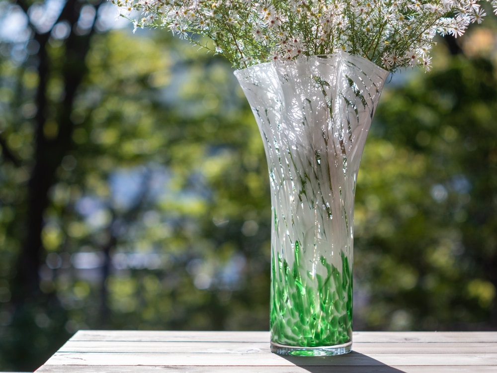 吹きガラス フリル 花瓶家具・インテリア