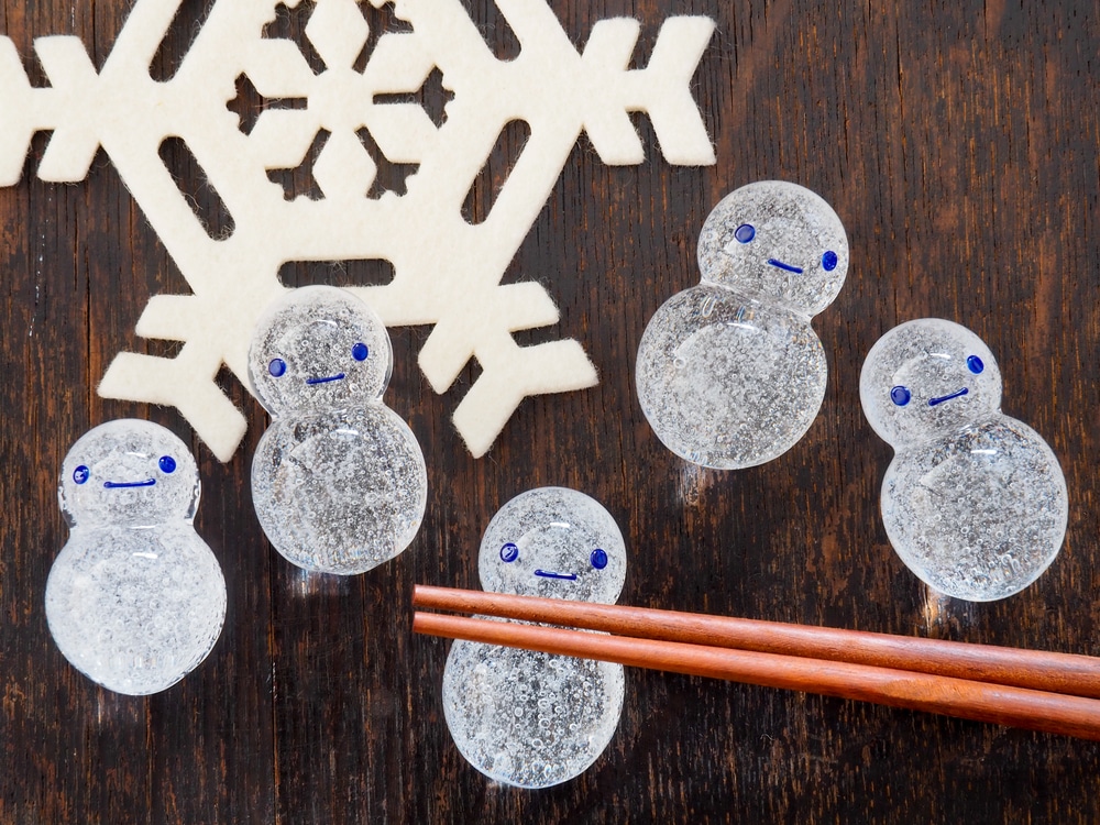 雪だるまにっこり箸置き-北一硝子 まごころお届け便