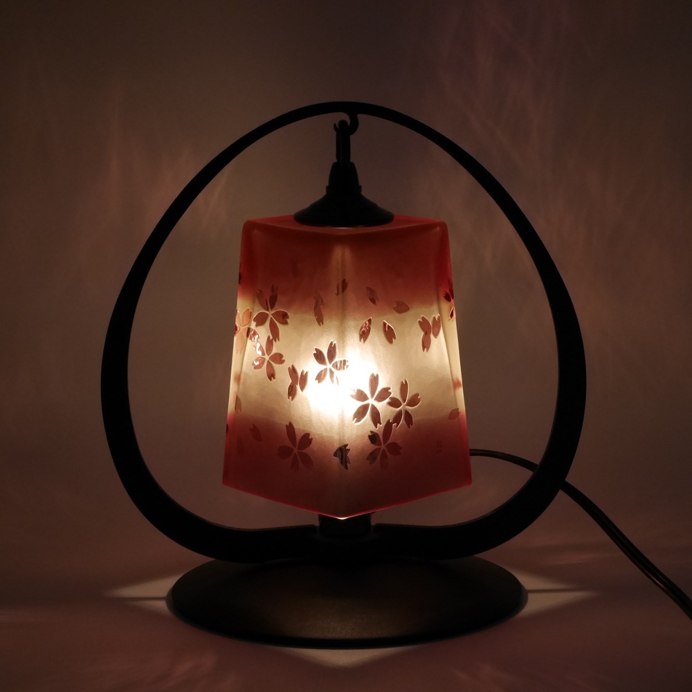 角シェード桜ランプ 丸型 木箱付 和 Wa 北一硝子 まごころお届け便 角シェード桜ランプ 丸型 木箱付 和 Wa 北一硝子 まごころお届け便