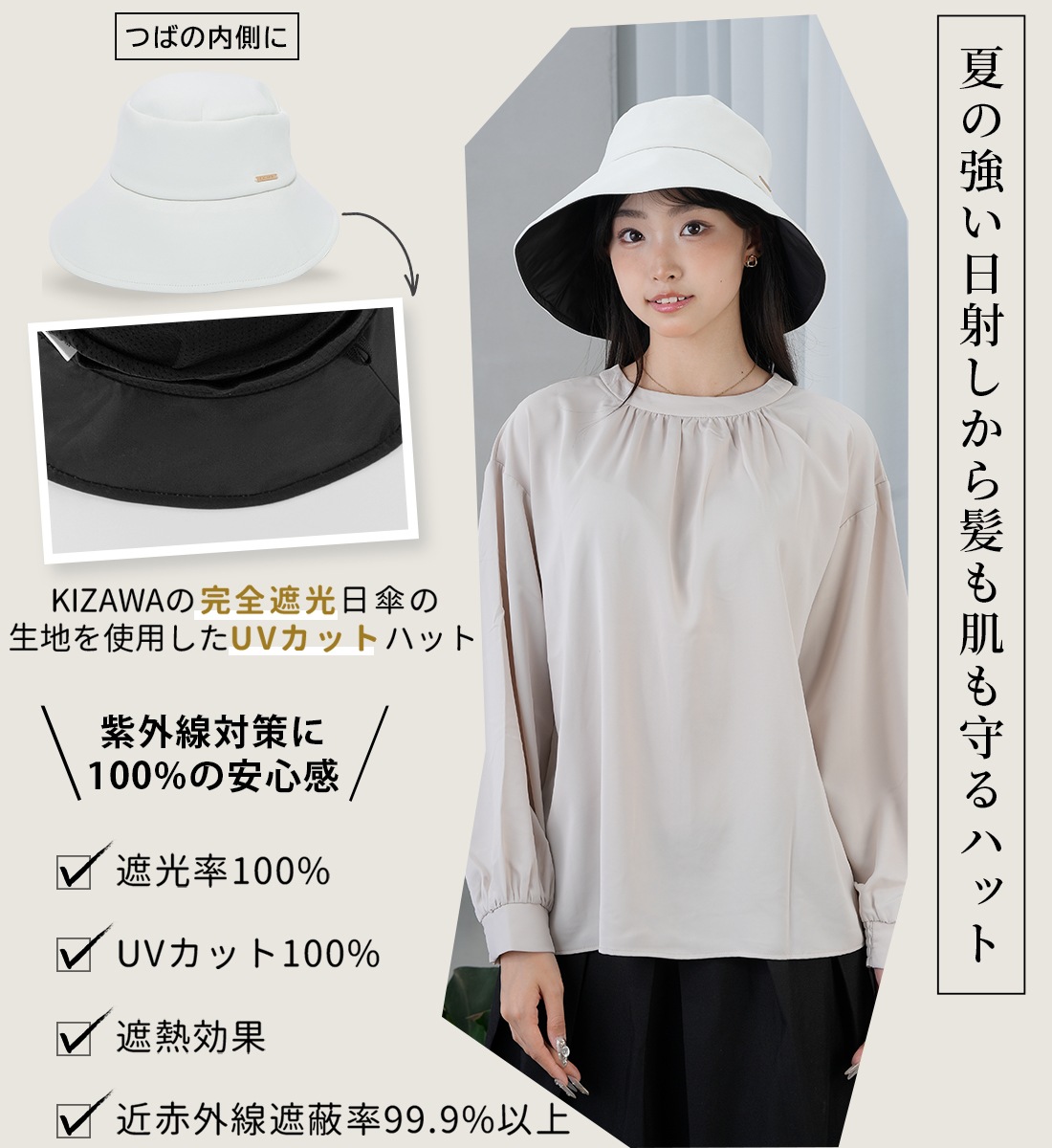 完全遮光 ナチュラルつば広ハット PARAHAT～noa～ | すべての商品