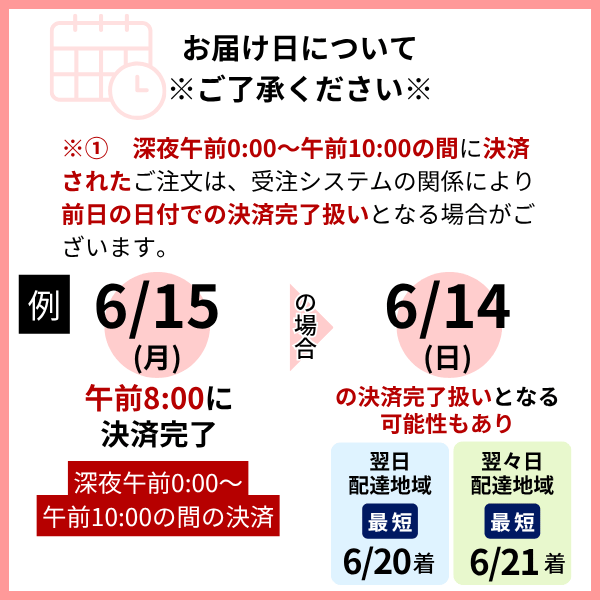 深夜0時から午前10時までの間の決済は前日の決済扱いとなる場合がございます