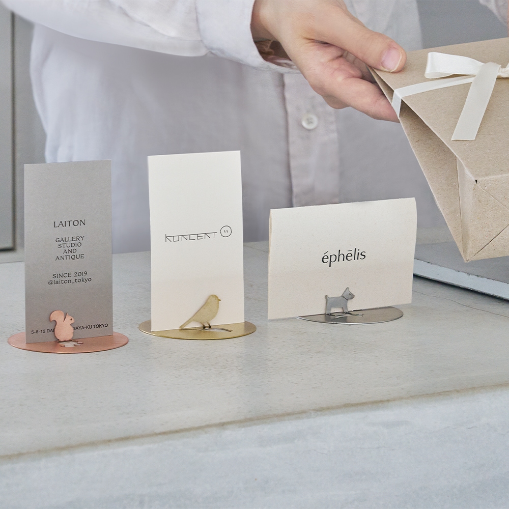 あやせものづくり研究会 Ori 野口製作所 銅 カードスタンド リス クリップスタンド