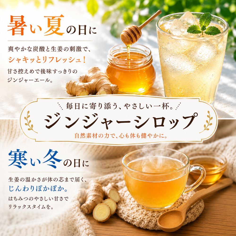 無添加・無着色のはちみつジンジャーシロップ