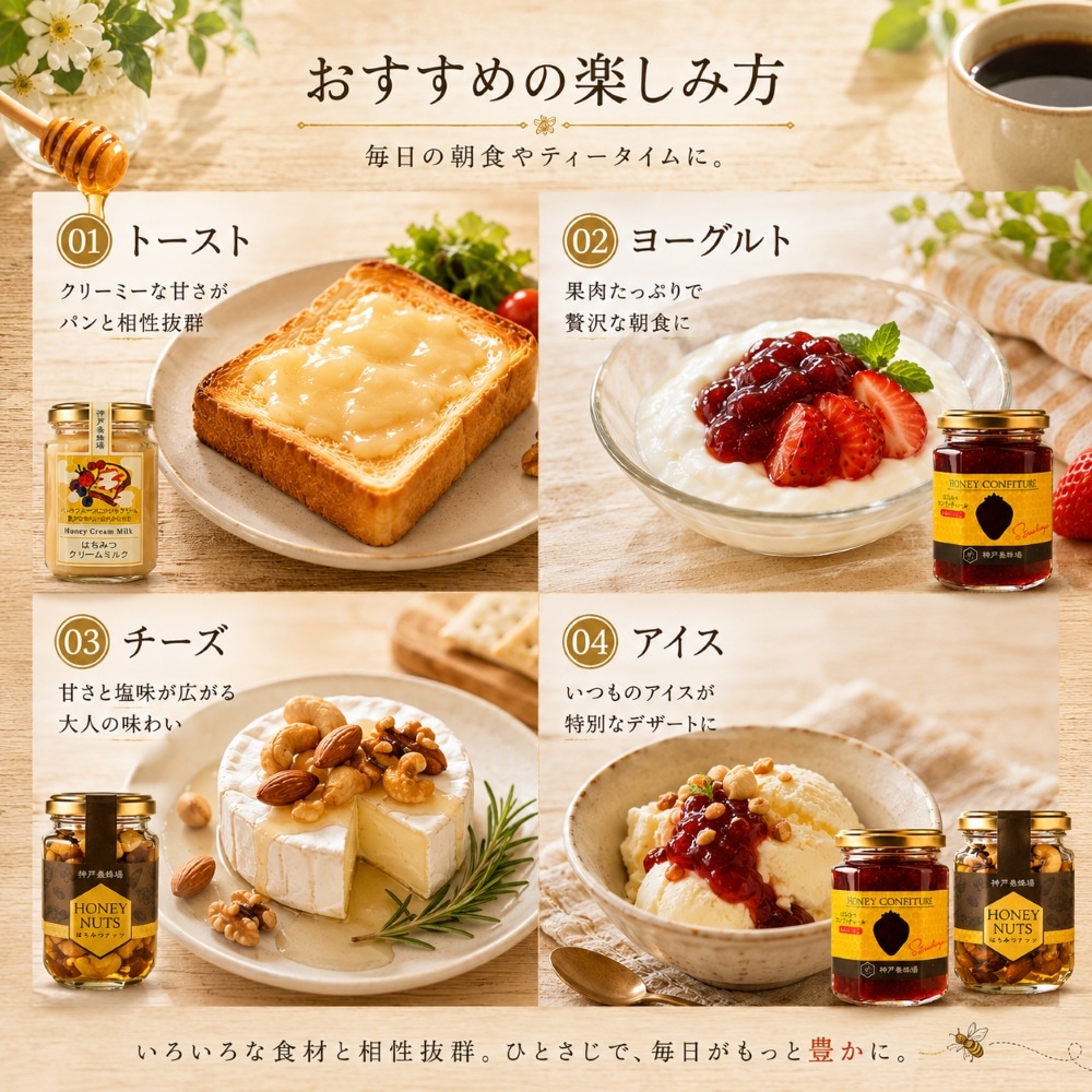 朝食を彩るはちみつセット