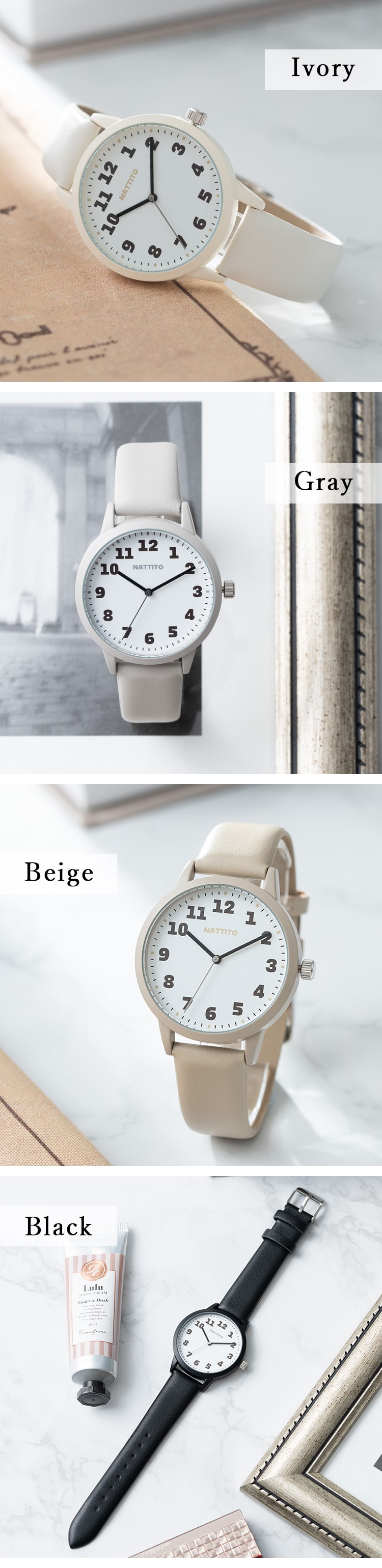 腕時計 レディース 大きめケース 合皮ベルト シンプル ブランド