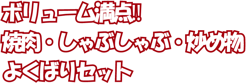 ボリューム満点‼︎焼肉・しゃぶしゃぶ・炒め物よくばりセット