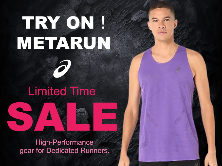 Try On METARUN！アシックス メタランシングレット＆Tシャツ 期間限定