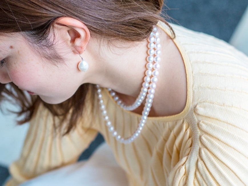 パールネックレス　淡水真珠　本真珠　天然カラー　高品質照り艶とても良い