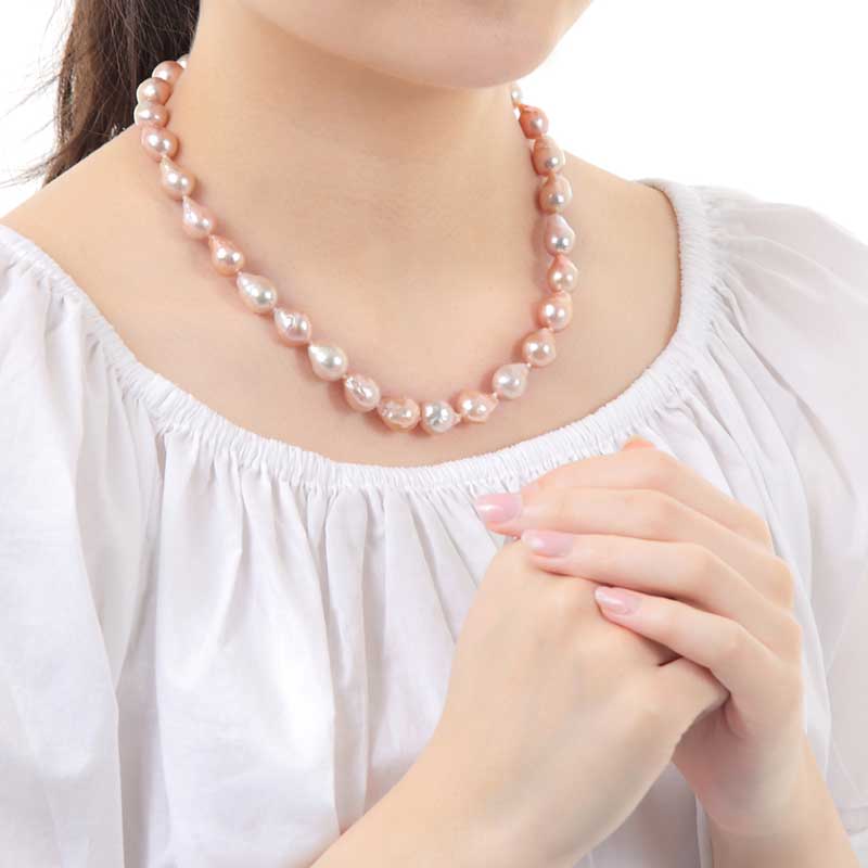 最高品質 天然真珠 （ A009）大粒  バロックパール ネックレス