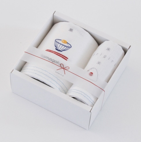 Hagoromomori Gauze Gift Set 2 (Face towel  1, towel hand  1)