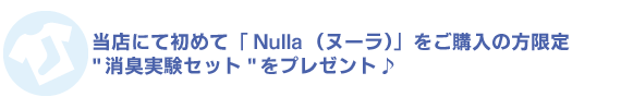初めて「Nullaシリーズ（ヌーラ、ヌーラフットピュア）をご購入の方限定"消臭実験セット"をプレゼント♪