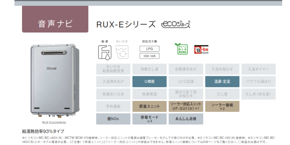 ◎未使用品 リンナイ 給湯専用 エコジョーズ RUX-E1616W LPガス RUX-E1616W(A) リンナイ 給湯専用 エコジョーズ 給湯専用 16号 壁掛型