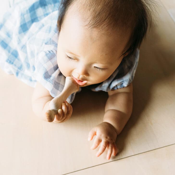 九州キナキナを噛む赤ちゃんの画像