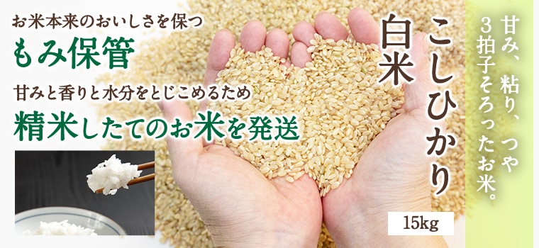 鳥取県産こしひかり白米15kg・送料無料｜鳥取・八頭の特別栽培米・野菜