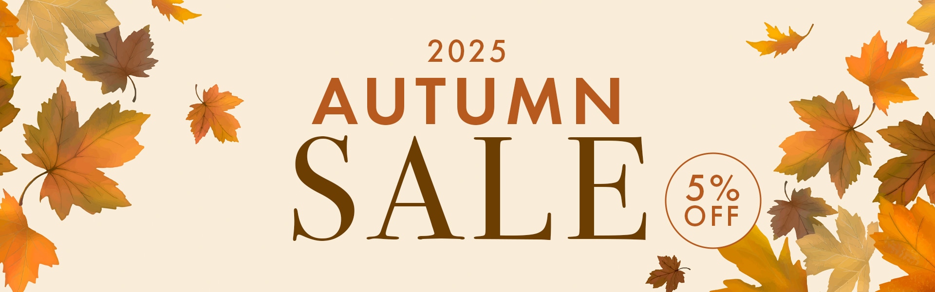 秋のセール、5％割引を告知する画像