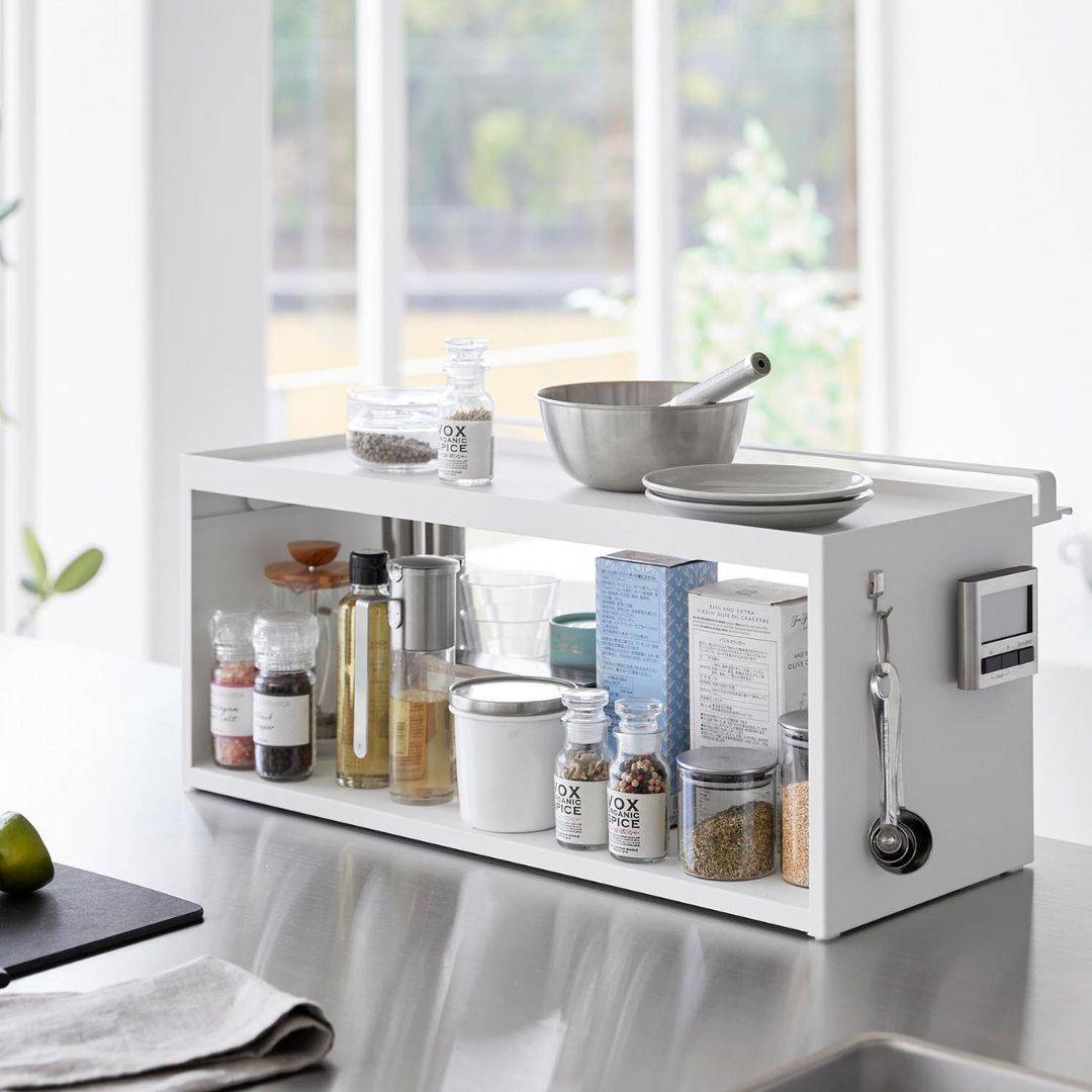 前が開くキッチンカウンター上収納ラック タワー D24 tower】 前が開くキッチンカウンター上収納ラック D24｜キッチン用品