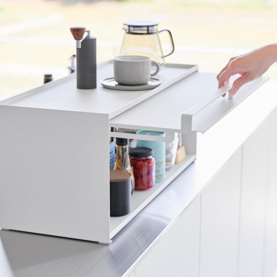 tower】 前が開くキッチンカウンター上収納ラック D24｜キッチン用品