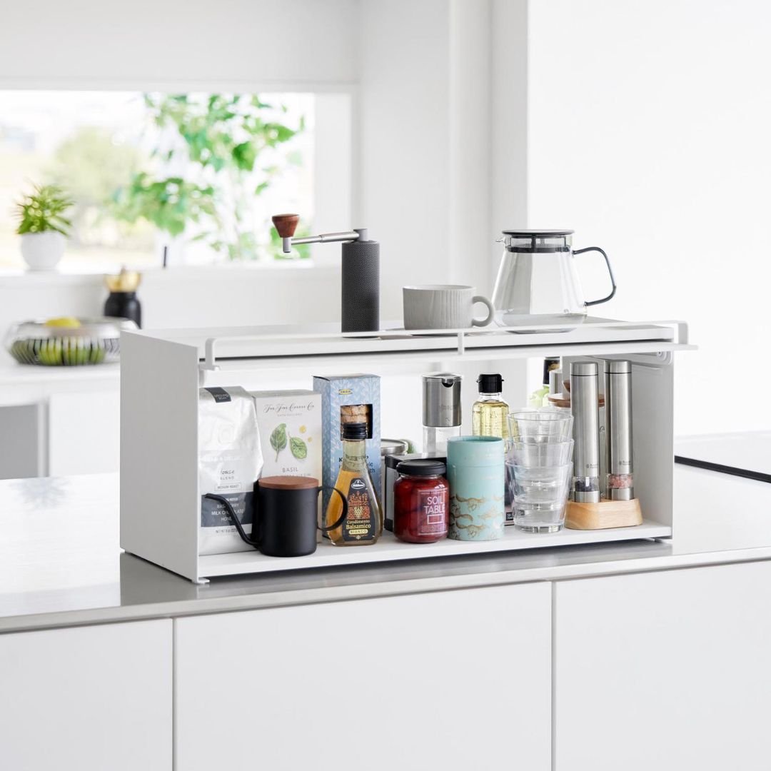 tower】 前が開くキッチンカウンター上収納ラック D24｜キッチン用品