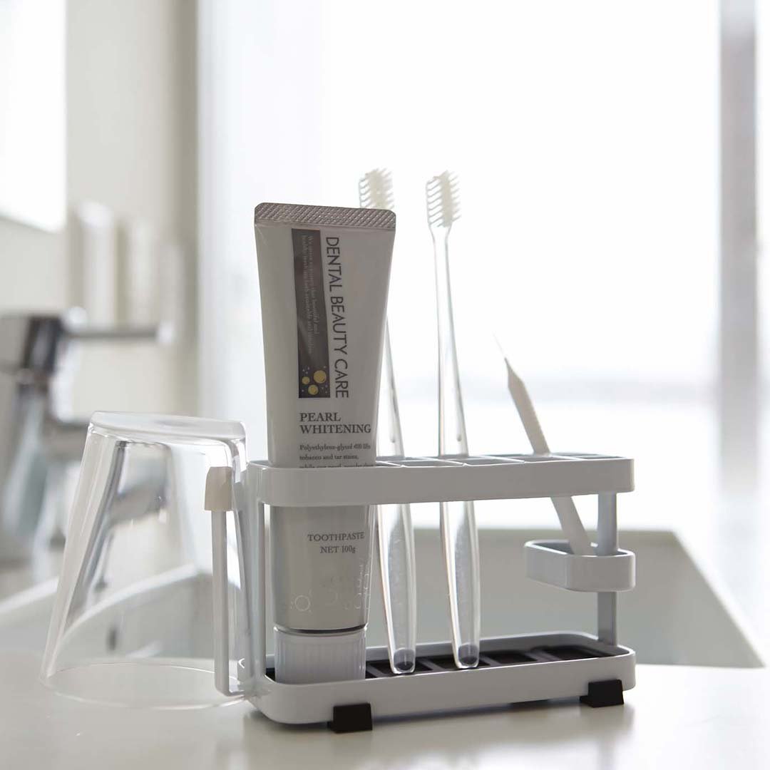 トゥースブラシスタンドタワー ワイド ホワイト｜バス・洗面用品