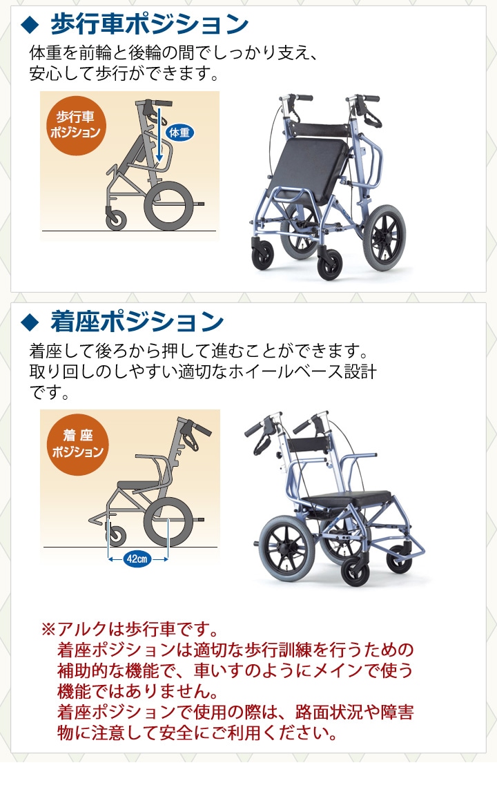 四輪歩行器アルク【日進医療器】 | シルバーカー・歩行用品通販のロッキー