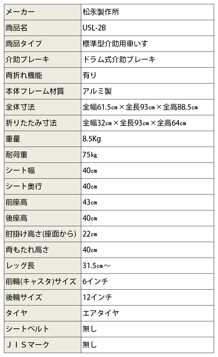 介助用車いす USL-2B 「エアライト」 | 車いす通販のロッキー