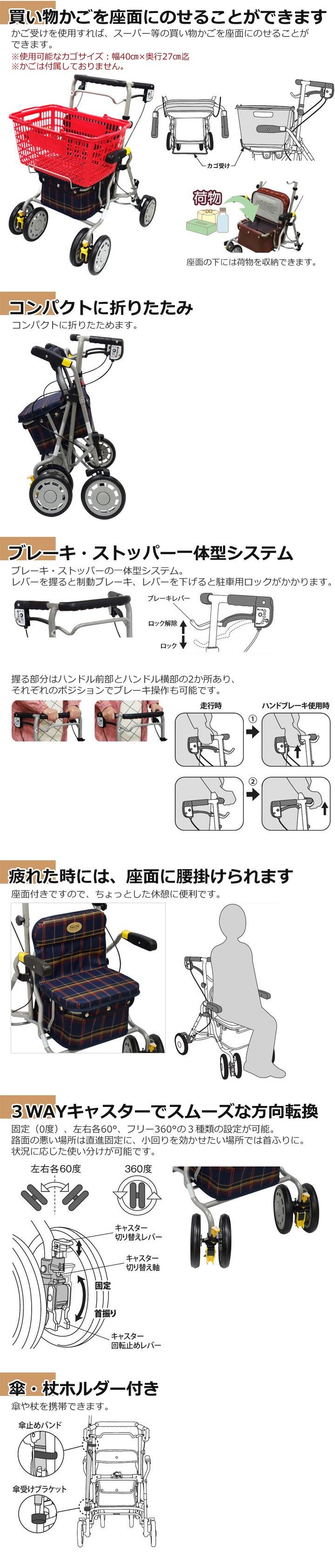 シンフォニーラクーン 四輪歩行車 316785【島製作所】 | シルバーカー