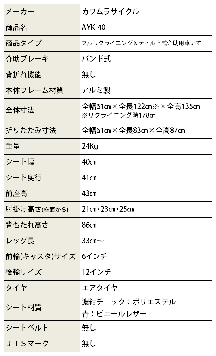 リクライニング&ティルト式 介助用車いす AYK-40 | 車いす通販のロッキー