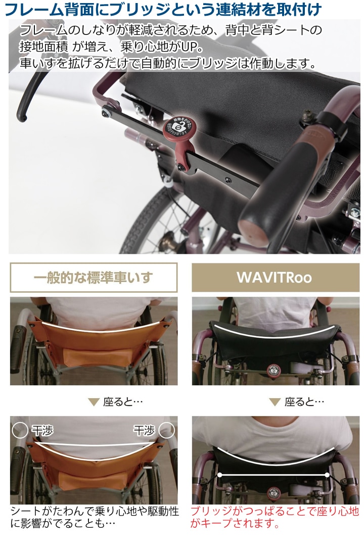 介助用車いす WAR16-42-M［シート幅42cm］ 「WAVITRoo(ウェイビット