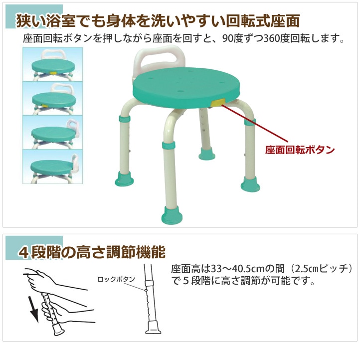 シャワーチェアー楽湯　くるまるコンパクト-介護用品通販のロッキー