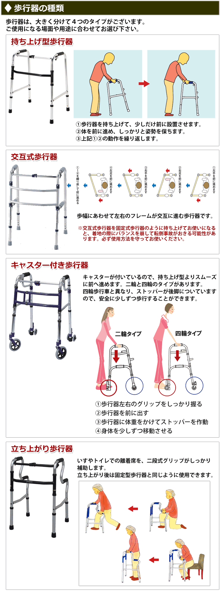 売り出しクリアランス 歩行器の種類 移動・歩行支援用品