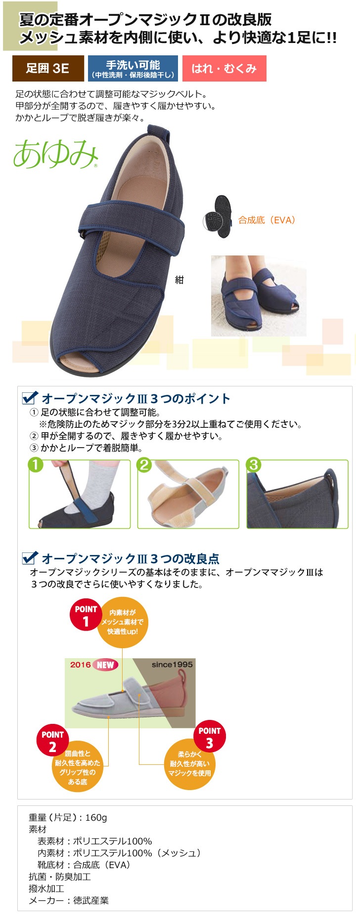 オープンマジック3（標準幅3E）［紺］【徳武産業】 | シルバーカー