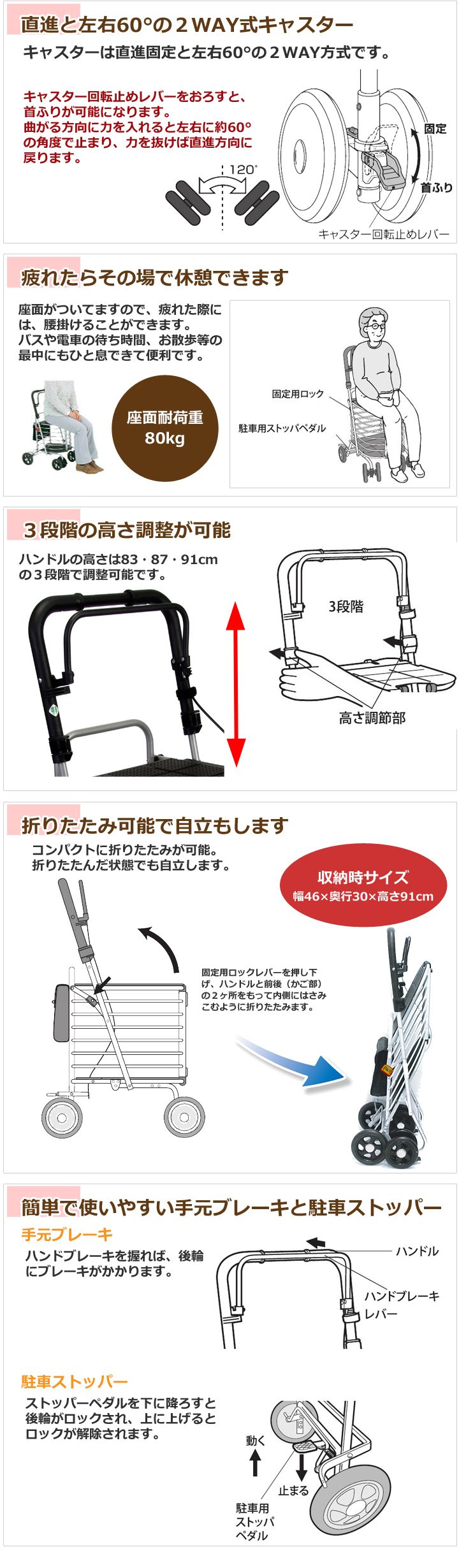 シルバーカーハーモニーal 島製作所 シルバーカー 歩行用品通販のロッキー