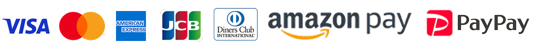 クレジットカード決済（VISA、Mastercard、American Express、JCB、Diners Club）、Amazon Pay、PayPay