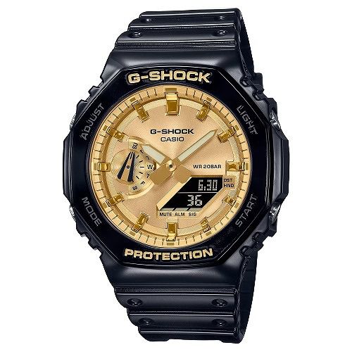 カシオGショック アナ・デジ腕時計 GA-2100GB-1AJF ブラックXゴールド
