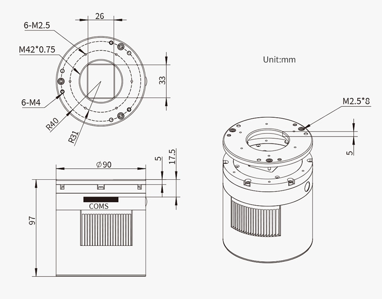 ZWO NEW ASI 2600MM Pro（DDR3バッファメモリ内蔵/モノクロ/冷却